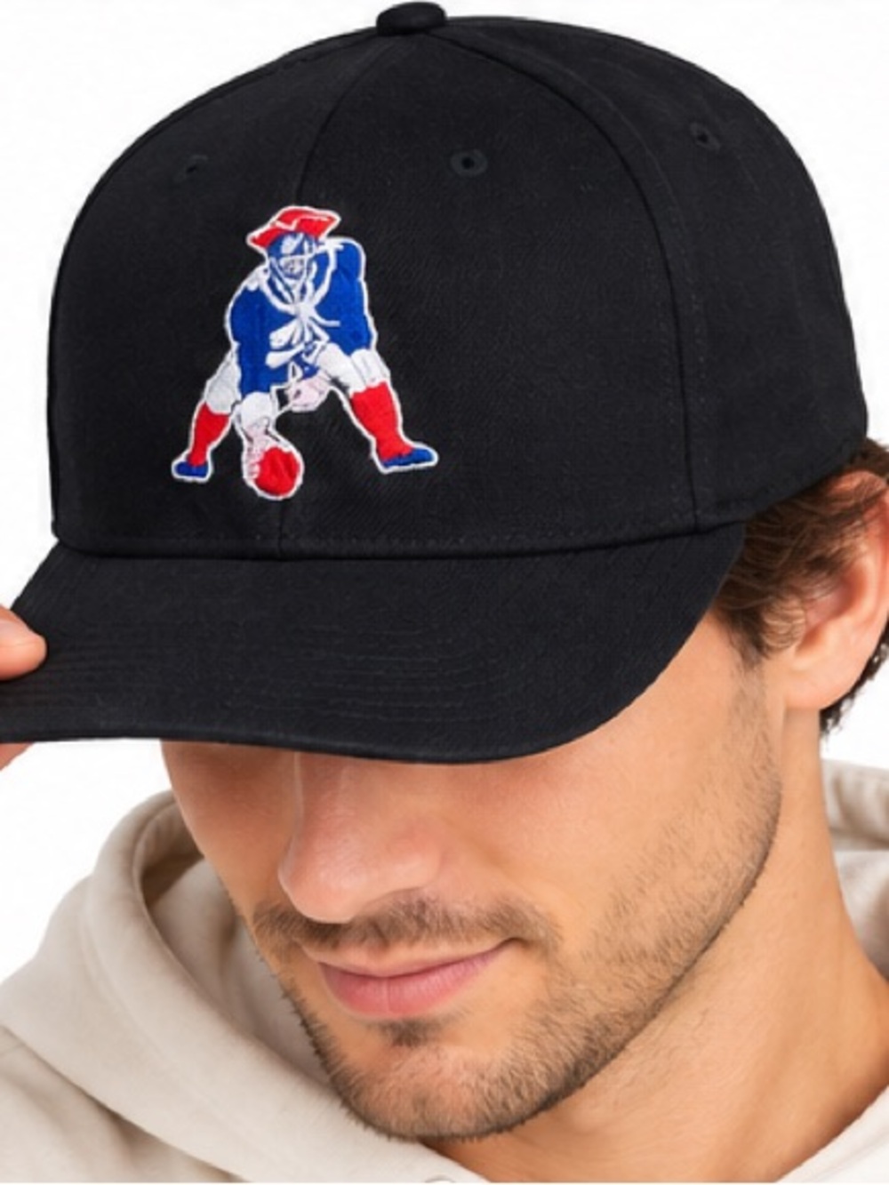 New England Patriots Vintage Logo Black Adjustable Hat City Hunter NFL Style